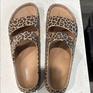 Old Navy Tan and Black Sandals Two-Strap Comfort
